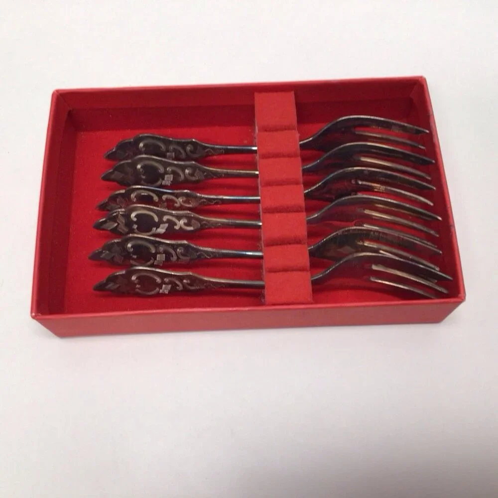 Kochberg Bestecke Hartglanz Silverplate Appetizer Mini Forks In Box Silber 90g